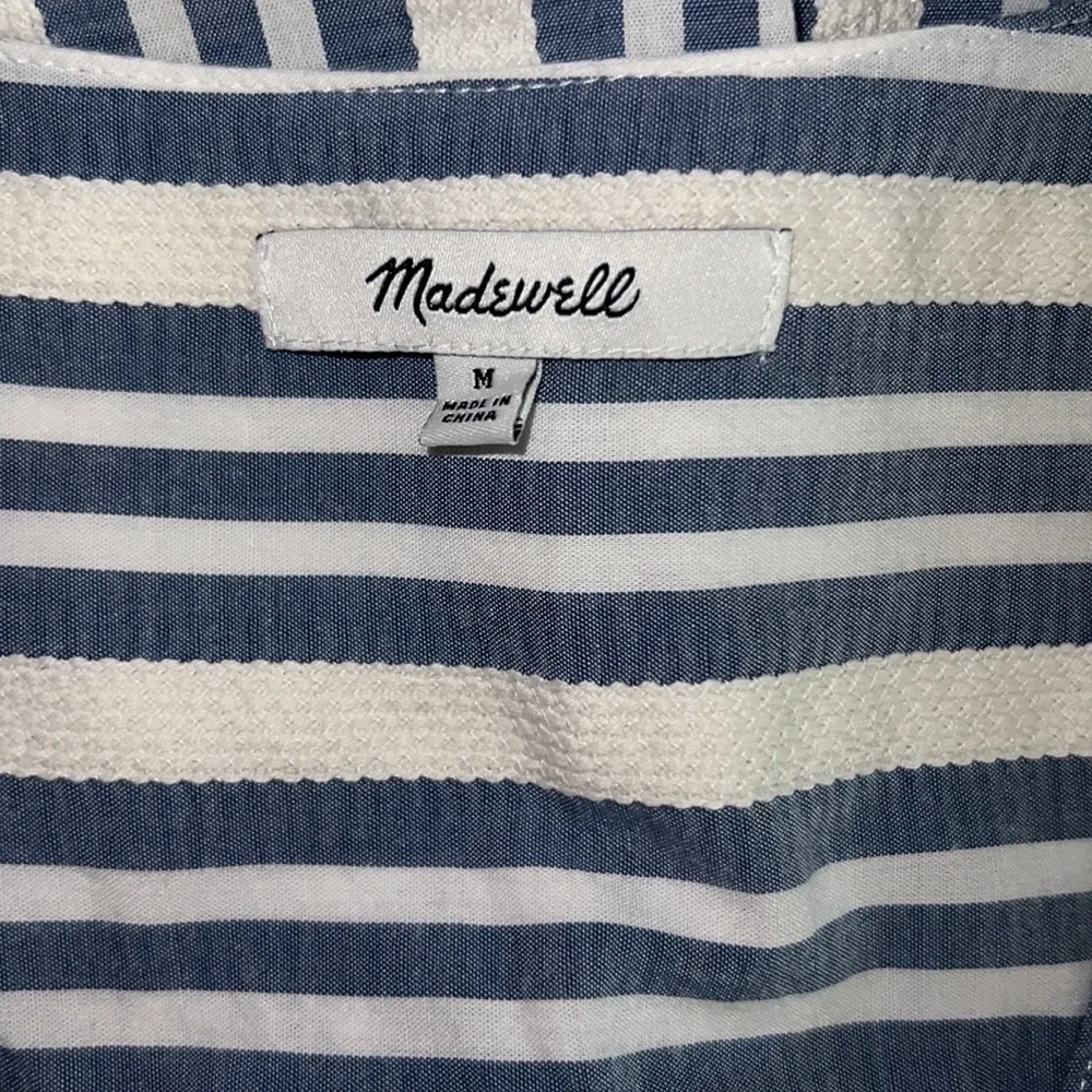 Madewell Blue and White Striped Button Front Blouse